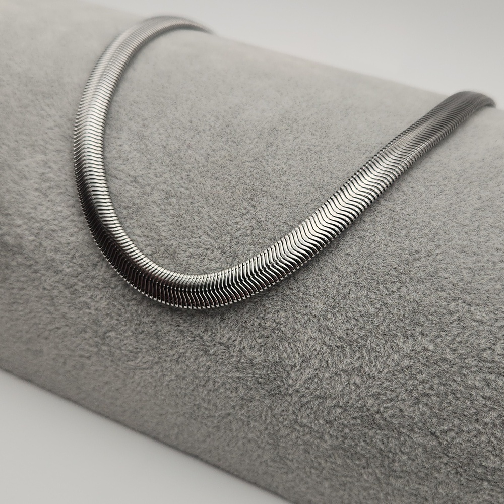 Silver Stainless Steel Herringbone Chain Necklace – Waterproof & Tarnish Proof